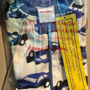 Hanna Andersson Blue and Cream Car Print Pajamas